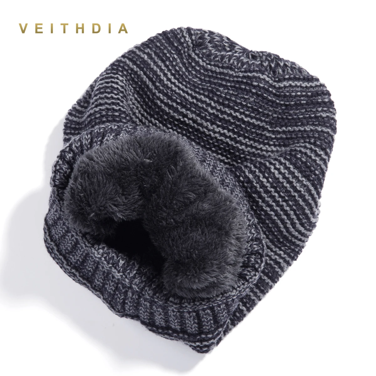 VEITHDIA Skullies шапки зимние для мужчин шапки вязаные плюс бархатные Лоскутные цветные шапки Мужская шапка s двухслойная Толстая теплая