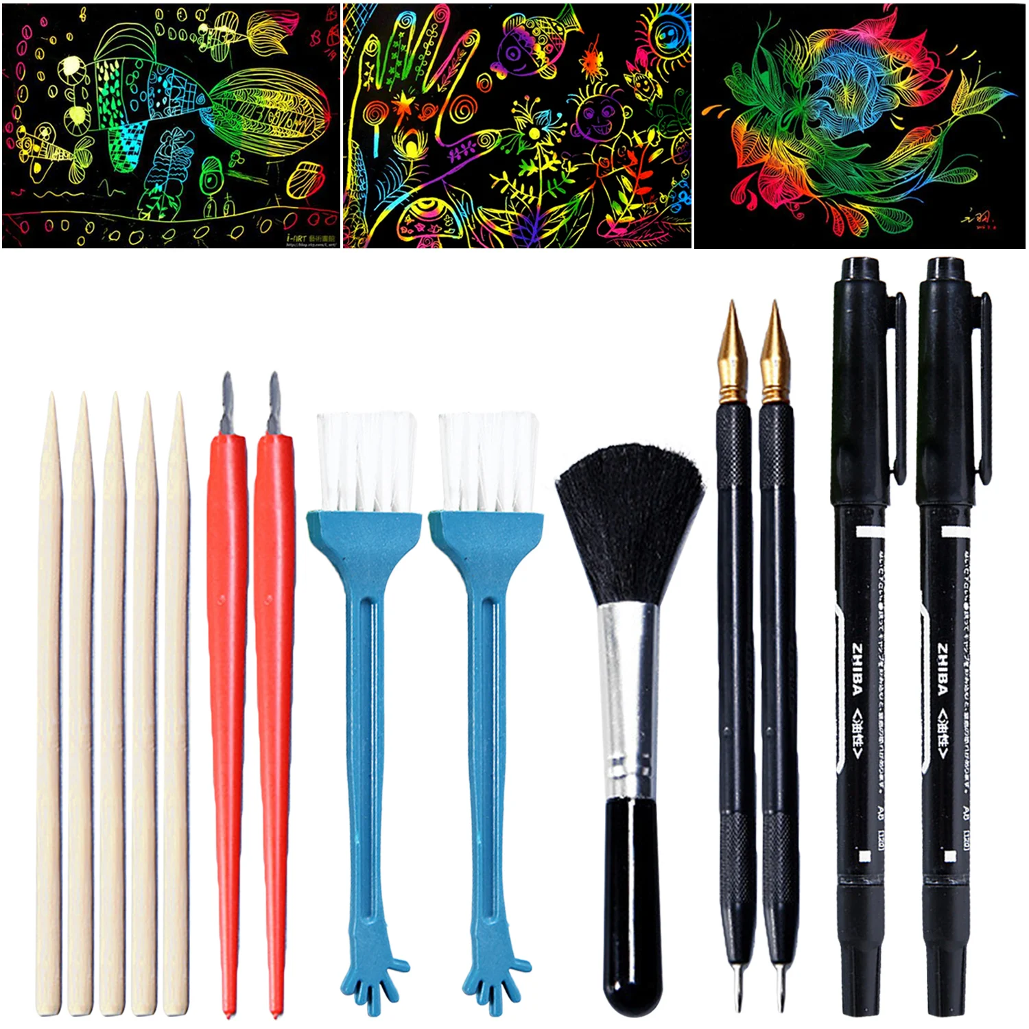 Buy 14PCS Scratch Art Tools Set with Bamboo Sticks