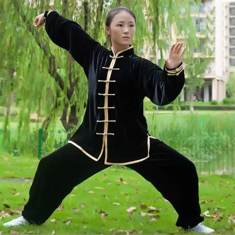 Для мужчин женщин Pleuche Ткань утолщенная теплая Tai Chi Одежда Кунг-фу костюм форма для боевых искусств Taiji ушу зимний костюм для пары