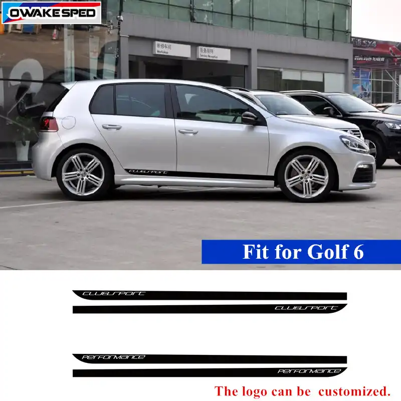 Clubsport Car Sticker For Volkswagen Golf 6 MK6 Car Side Skirt Stripes ...