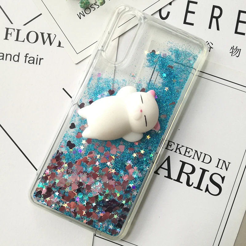 3D Squishy Cat Cases For Huawei P smart P8 p9 lite mini 2017 Liquid Glitter Cover Honor 8 lite 8 pro 9 10 V10 6A 6X 5A 5X 5C 4A (7)