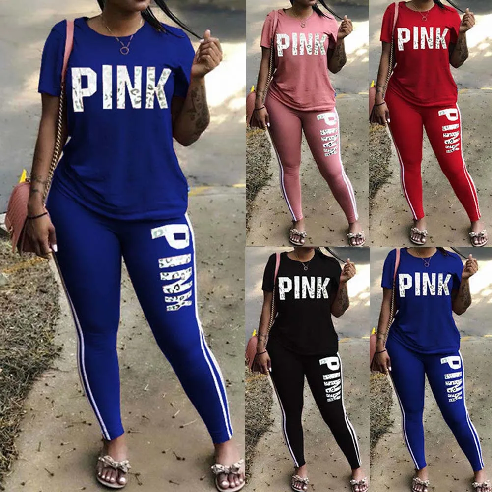 

Women Tracksuits Striped Letter Sports Lounge Wear Ladies Jogger Sports Suit FDC99