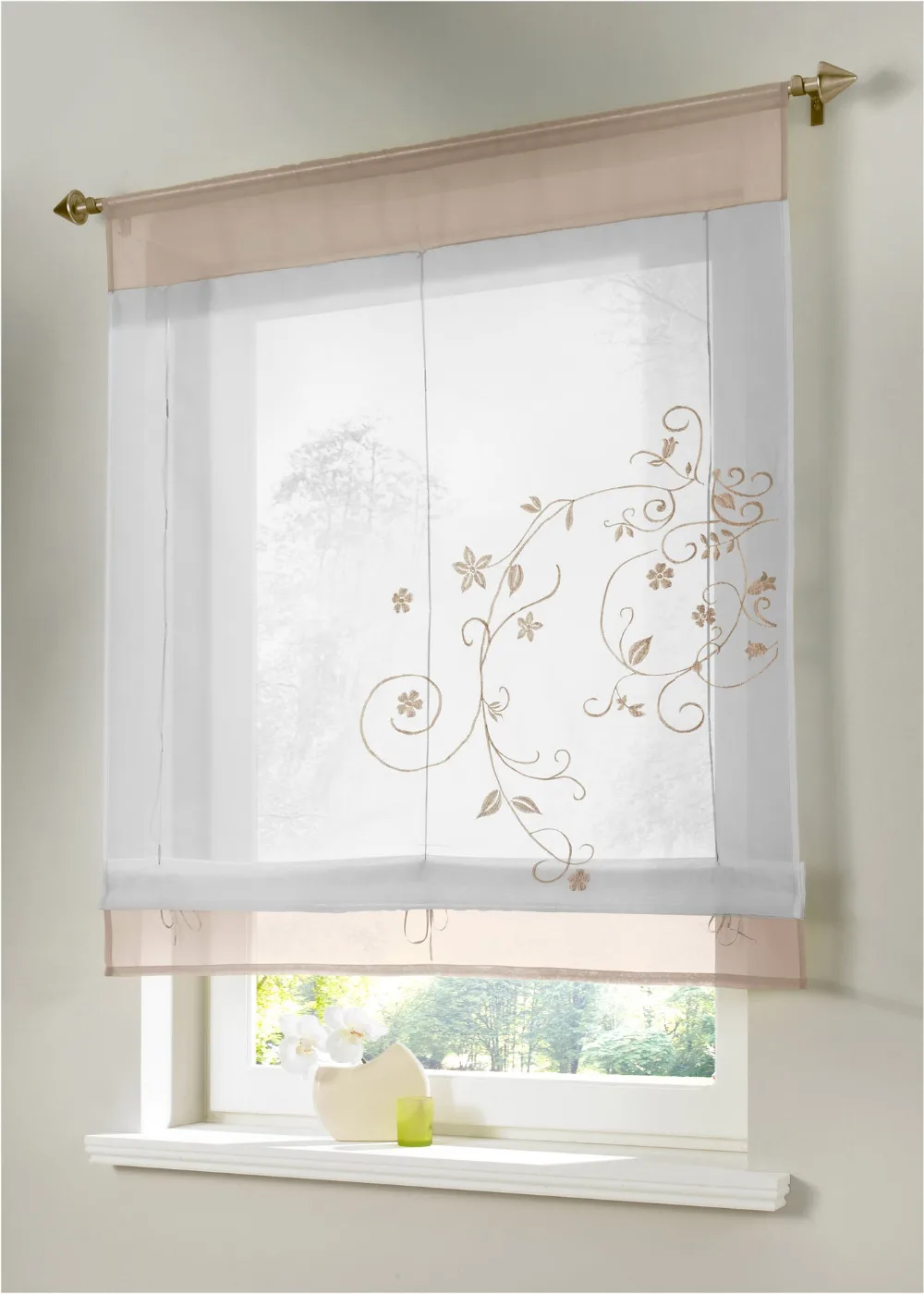 Простые универсальные вышитые цветочные оконные римские шторы для гостиной, модные однотонные кухонные тюлевые шторы, DL001-30