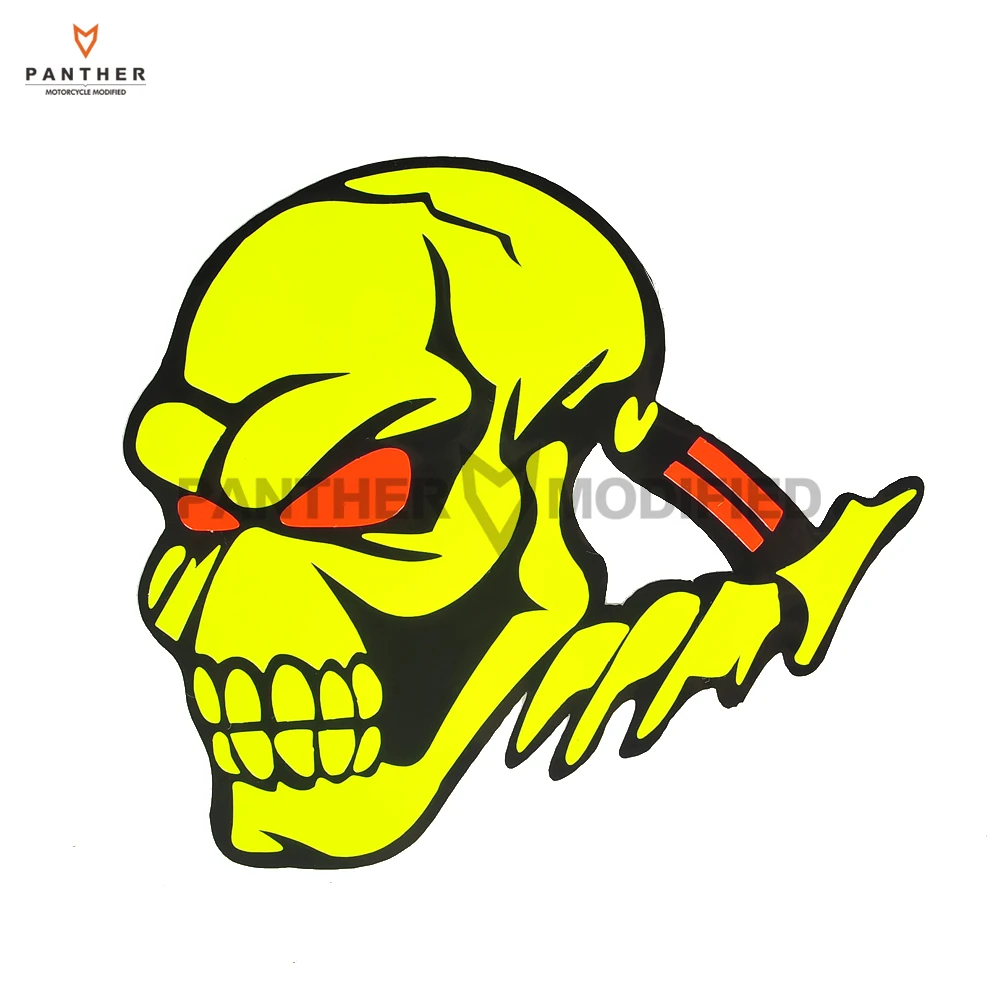 

10.6x9.5cm Motorcycle Stickers Skull Decal Motocross Racing Warning Reflective Sticker New