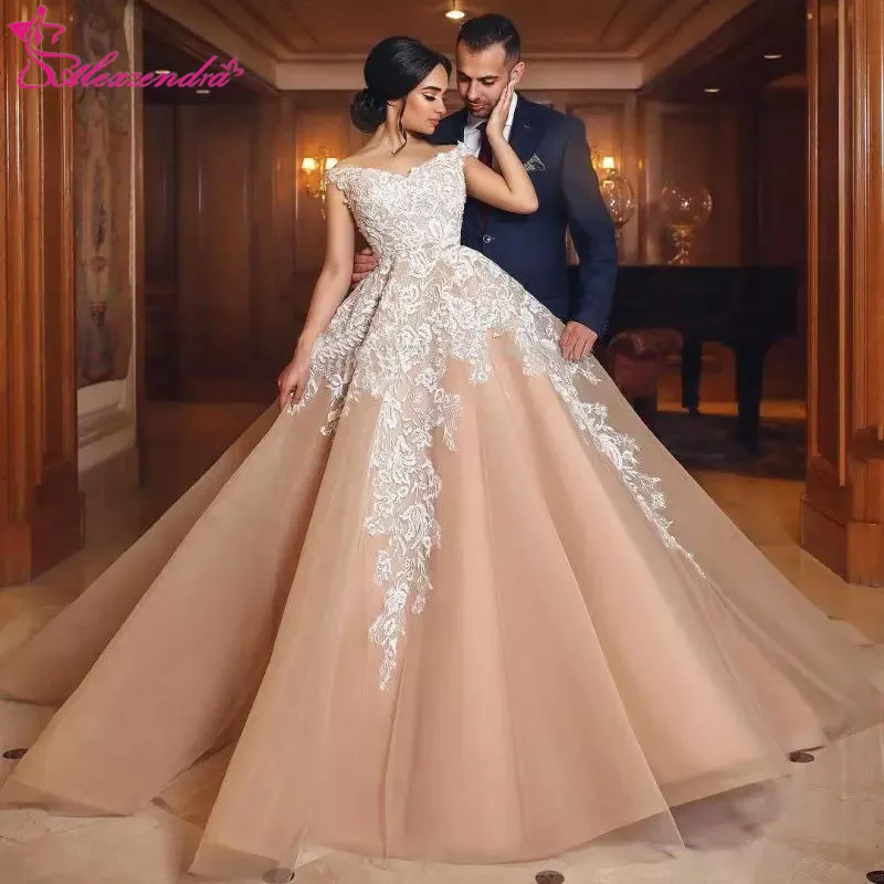 off the shoulder champagne gown