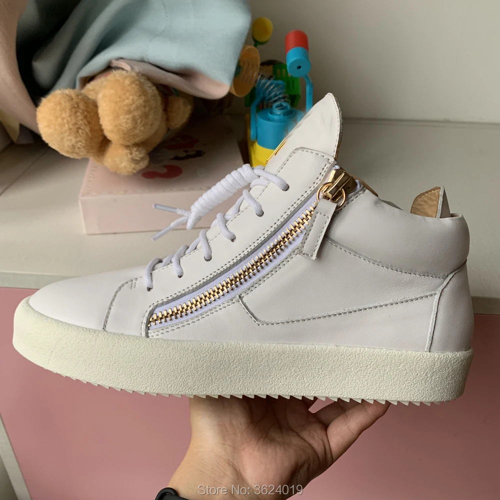 

High Cut cland gz Men's Flat shoes Stone texture White Cowhide Lace up Sneakers Leather Loafers New Footwear Spring