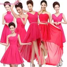 Vestidos formales novo hot pink vestidos das damas de honra vestidos roupas de fúcsia da dama de honra empregada doméstica das noivas vestido robe de soiree 2018