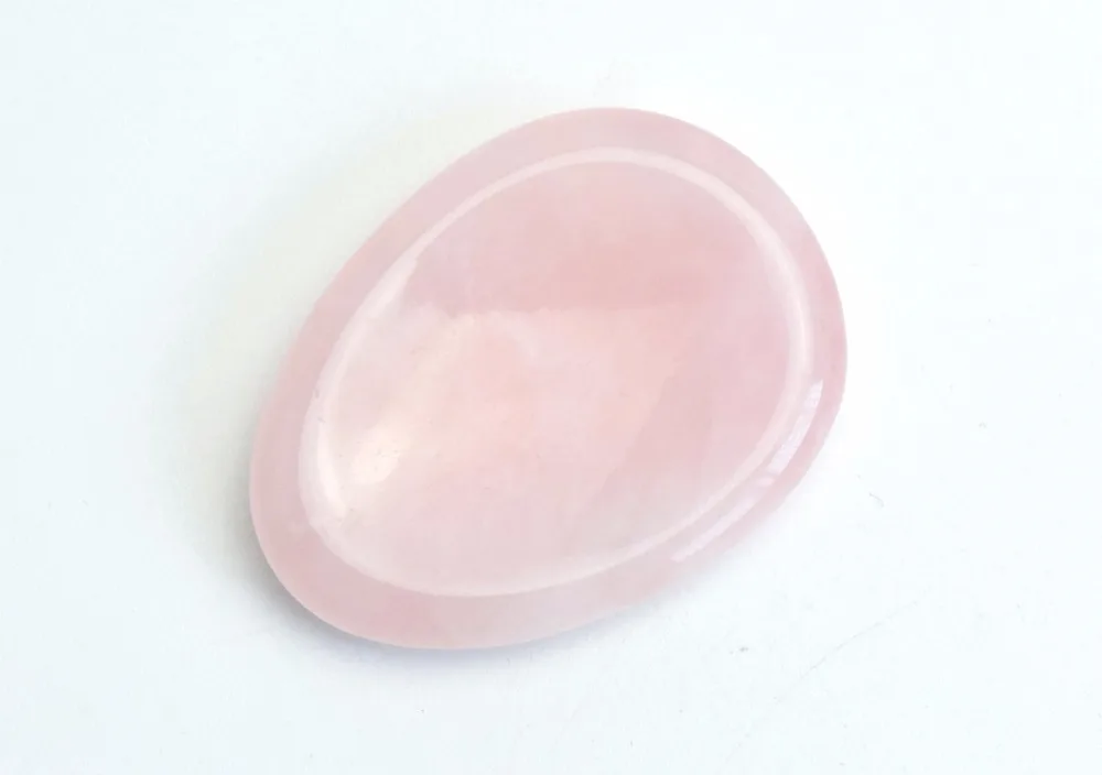 

Natural Chakra Rose Quartz Carved Thumb Irish Worry Stone Crystal Healing Palm Stone with a Free Pouch