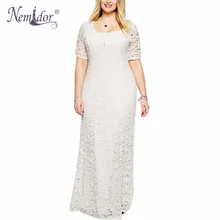 Nemidor Ventas Calientes de Las Mujeres Elegantes Vestido de Partido Del Cordón Más Tamaño 7XL 8XL 9XL Longitud del Piso de la Manga Corta de Verano Casual Vestido Maxi Largo