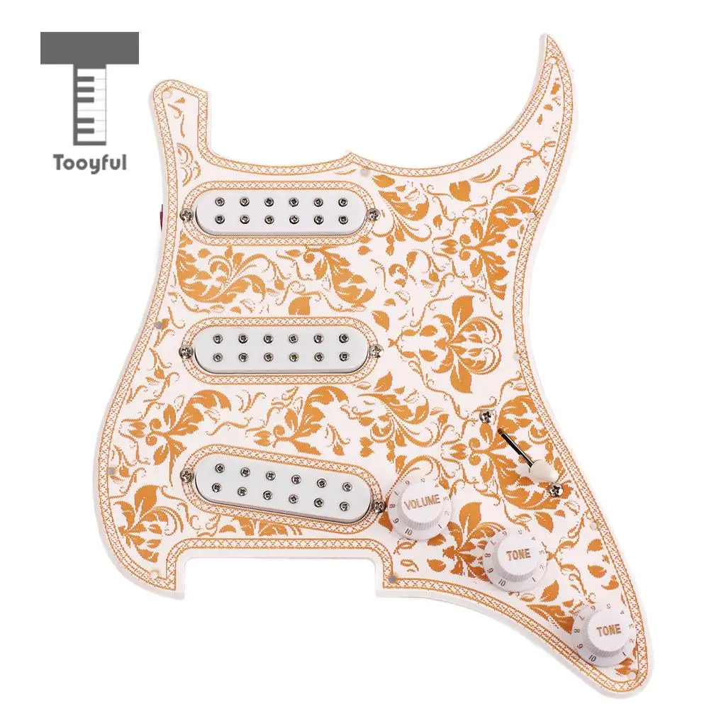 Tooyful 3-ply Loaded Prewired Pickguard SSS Pickup Guard Plate for Strat ST Guitar Replacement
