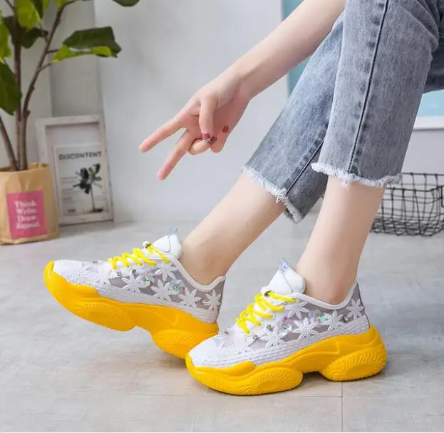 2019 г. весенне летние женские кроссовки Harajuku повседневная обувь для папы дышащие