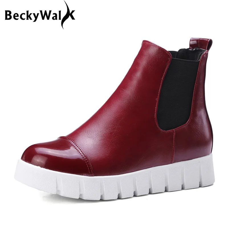 

New Autumn Shoes Women Boots Platform Martin Boots Winter Shoes Woman Ankle Botas Mujer White Black Red Plus Size 34-43 WSH2136