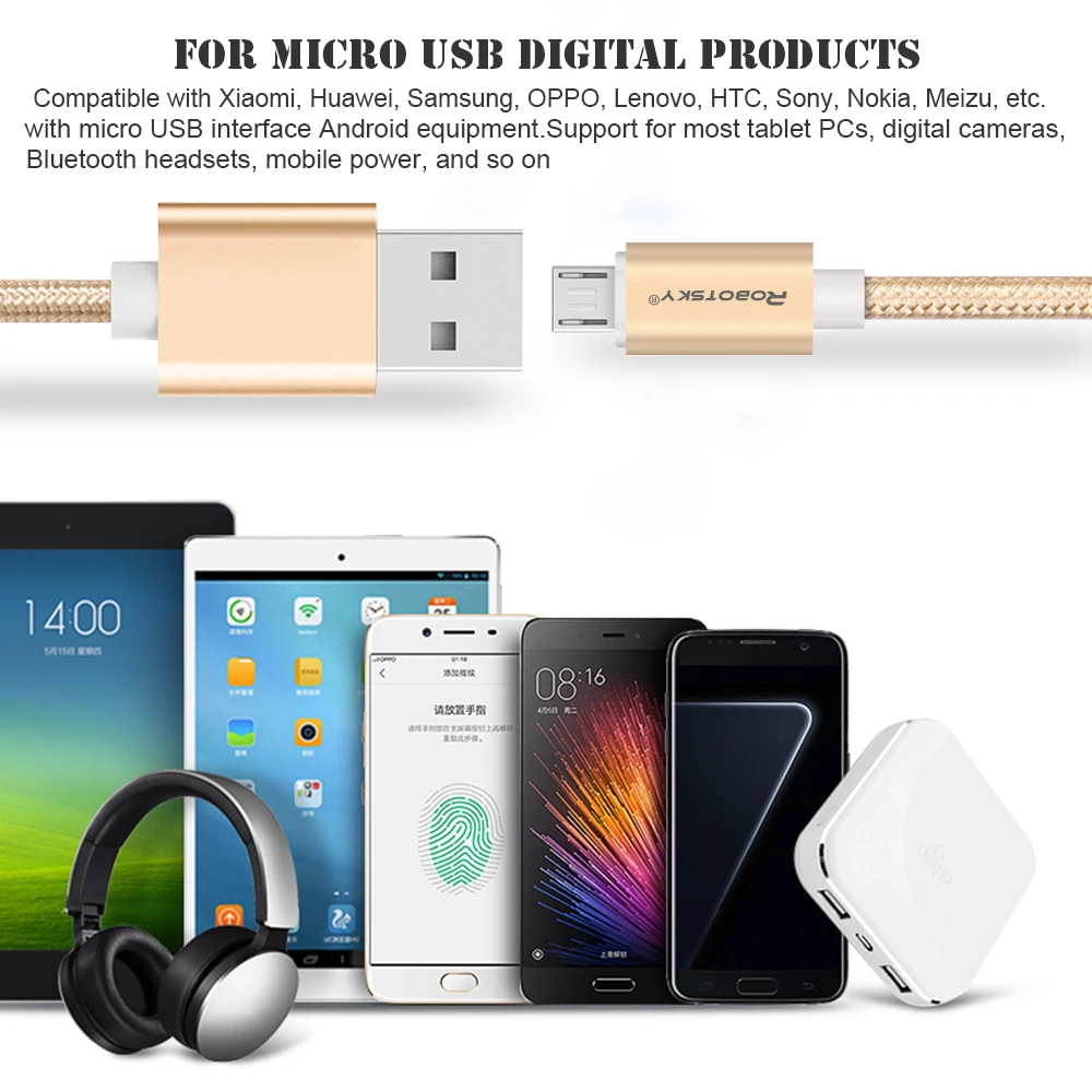 النايلون المصغّر usb كابل شحن سريع الروبوت USB كابل شاحن مزامنة بيانات الهاتف المحمول كابل ل سامسونج Xiaomi OnePlus هواوي HTC