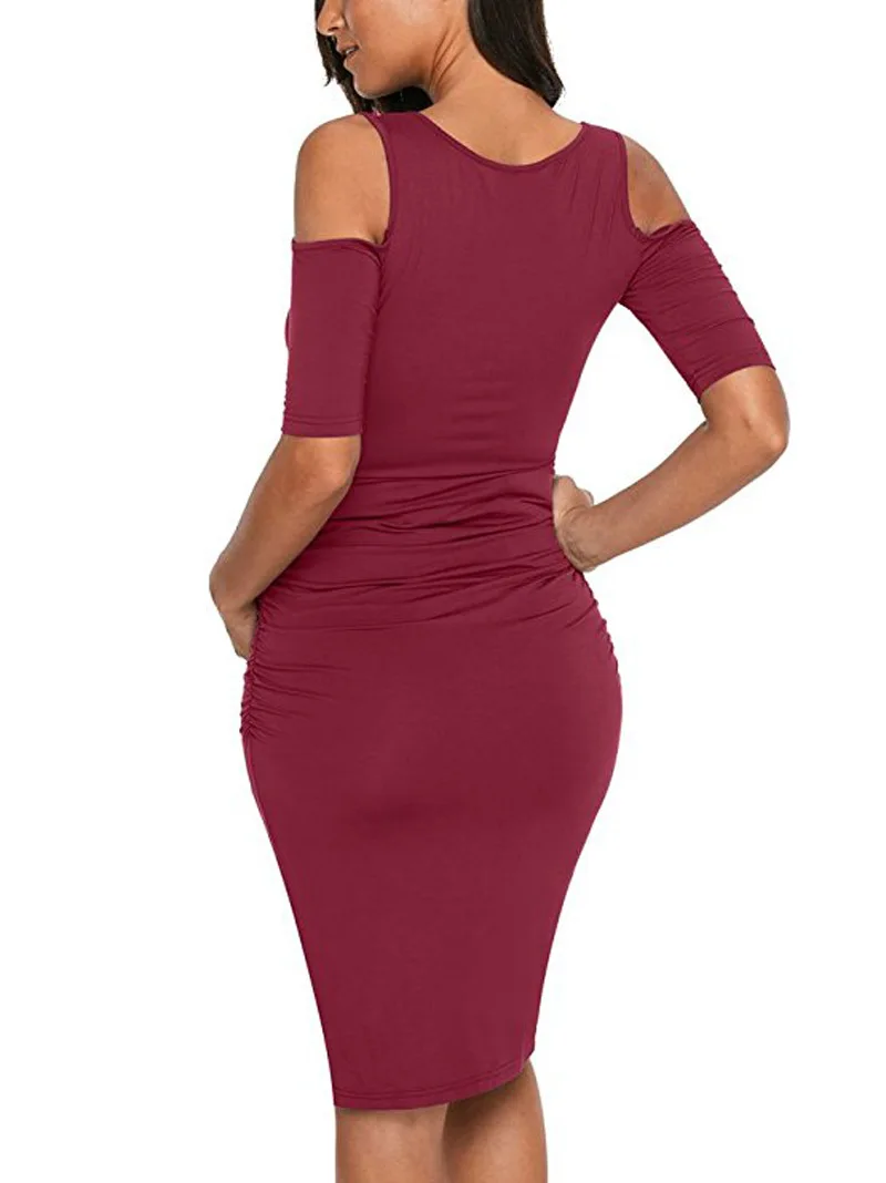 2018 New Summer Maternity Clothes Pregnancy Dress Sexy Off Shoulder Maternity Pregnant Dresses For Women Casual Solid Dress S-XL (12)