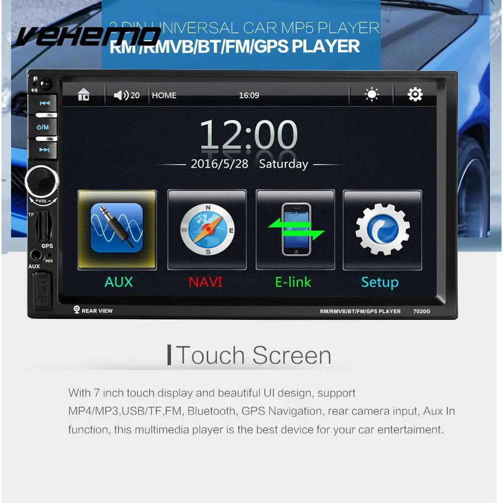 

VEHEMO GPS Navigation Function Steering Wheel Remote Control Audio Automobile Multimedia Player Video Player Automotive