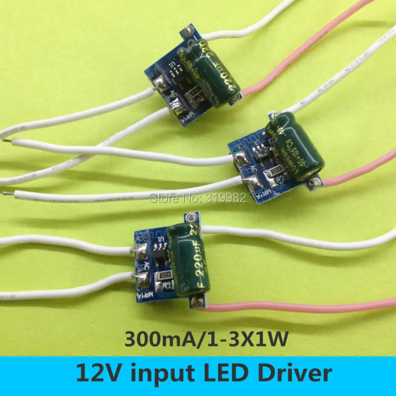 

100pcs 1-3X1W LED driver for 12V 1W 3W LED lamp transformer 4 wires 1X1W 3X1W 300ma constant current high power supply