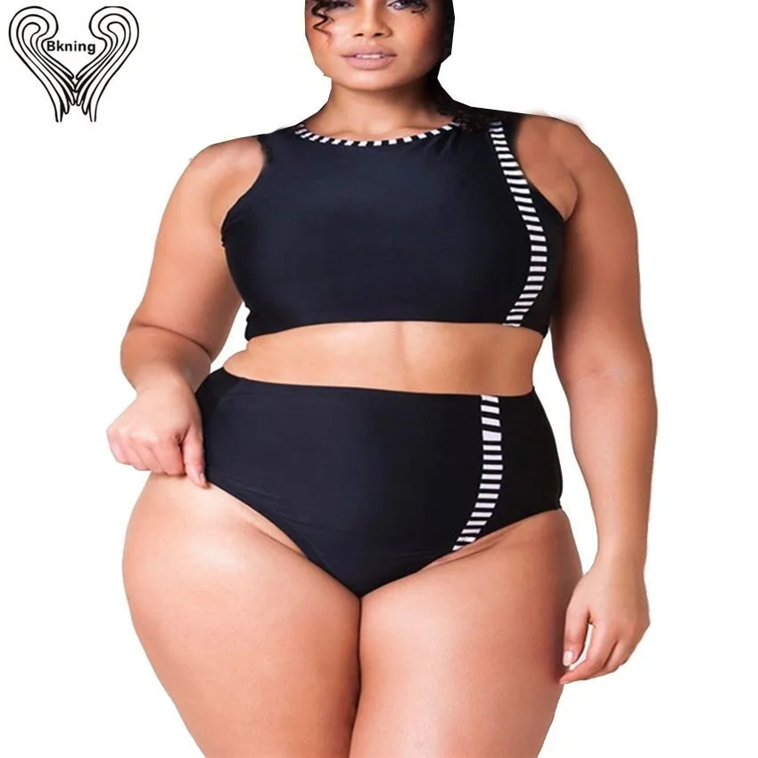 Купальник Bkning размера плюс, комплект бикини из двух предметов, купальник пуш-ап, большой размер, монокини, укороченный топ, танкини, Танкини с высокой талией