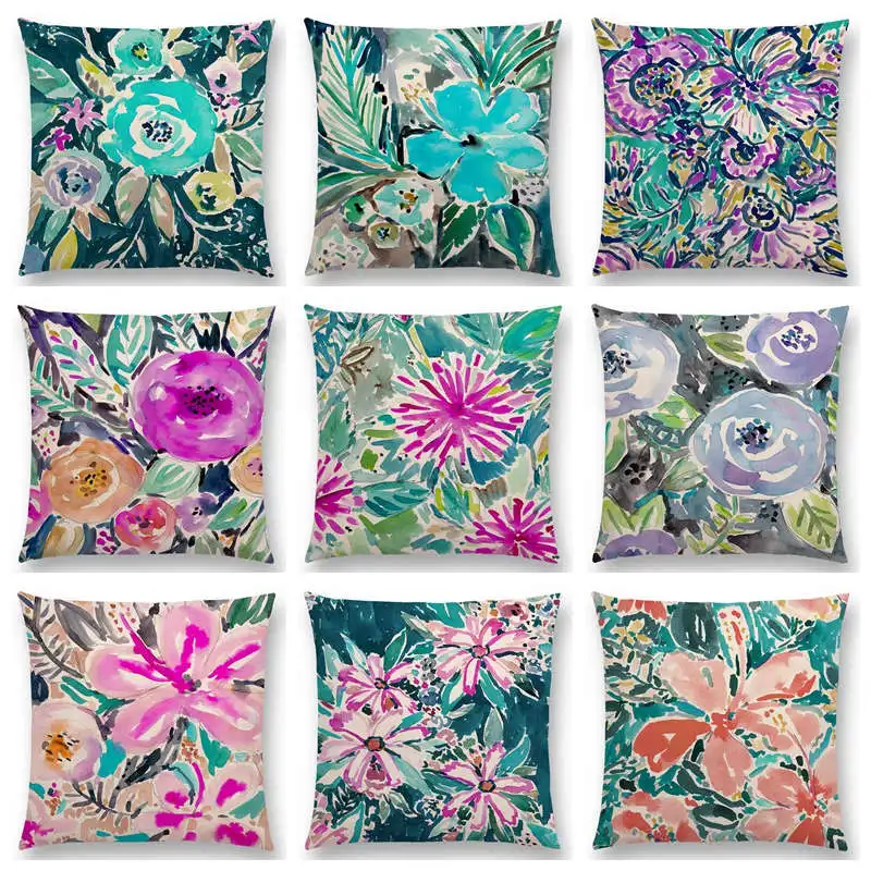 watercolor flowers hibiscus flourish coral floral gardens delight prints colorful cushion cover decor sofa throw pillow - Coral Decorative Pillows watercolor flowers hibiscus flourish coral floral gardens delight prints colorful cushion cover decor sofa throw pillow - Coral Decorative Pillows