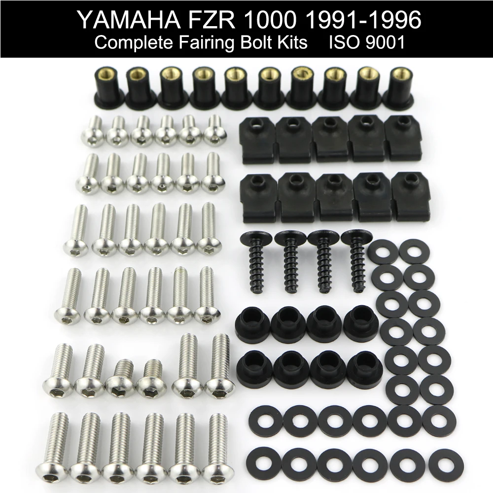 

For Yamaha FZR 1000 1991-1996 Complete Fairing Bolts kit Stainless Steel Covering Bolt Fairing Clips Nuts