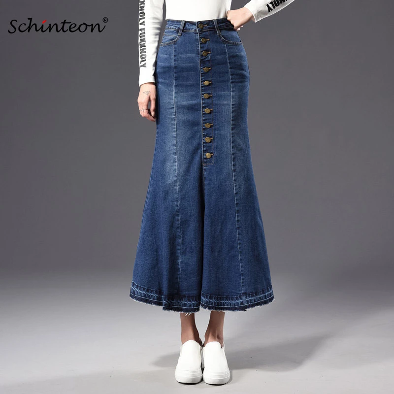 plus size denim mermaid skirt