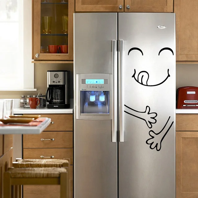 cute Refrigerator sticker Happy Face Fridge sticker Waterproof wall sticker kitchen room living room home decor