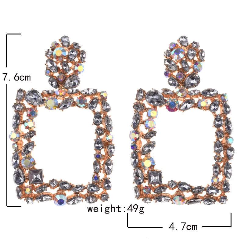 ZA хрустальные Висячие серьги для женщин богемные квадратные висячие серьги со стразами