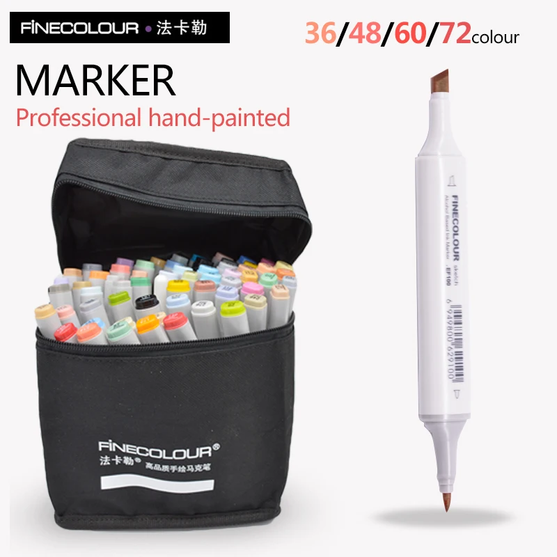 FINECOLOUR Markers Artist Architecture Sketch Marker Set 72 Colors Alcohol Based Manga Art Markers For Design Art Supplies Liner