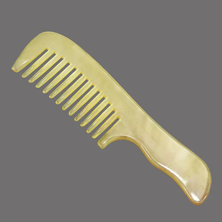 

1PC Natural wide-toothed Horn Comb Bright And Mellow Color Transparent Anti-static Hair Comb G0416
