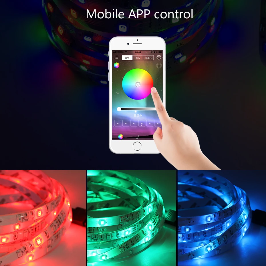 5M Waterproof LED Strip Light RGB SMD 3528 Flexible Led Strip DC 12 V 5 Meters RGB LED Light Addressable With Remote App Control (8)