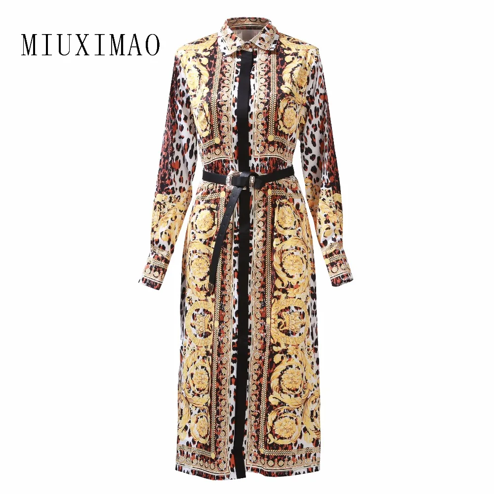 

Custom Plus Size Dress 2019 Latest Casual Style Full Sleeve Turn-down Collar Print Elegant A-Line Mid-Calf Long Dress Women