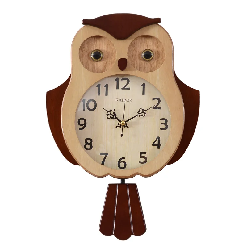 Parquet Pendulum Clock Owl Shaped Wall Watch Pendulum Clock