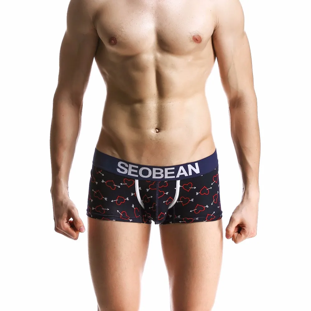 SEOBEAN Мужская Новый хлопок Красочные Low-Rise Boxer нижнее белье 3 вида цветов