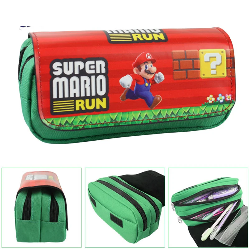 Cartoon Super Mario pencil case cute Large capacity Double zipper Pen bag stationery pouch kids gift school supplies escolar цена Cartoon Super Mario pencil case cute Large capacity Double zipper Pen bag stationery pouch kids gift school supplies escolar цены онлайн