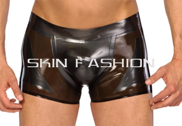 

Free shippinp!!! Men double-color latex shorts rubber fetishes