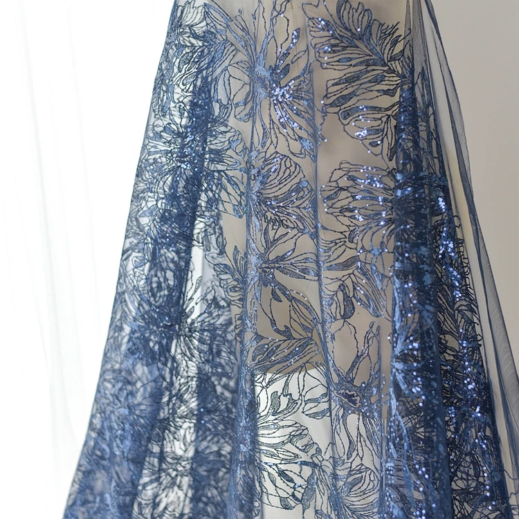 

Tibetan-Qinghai Gold Sequins Embroidery Lace Fabrics Peony Court Fashion Clothing Fabrics High-end Wedding Dress Fabrics
