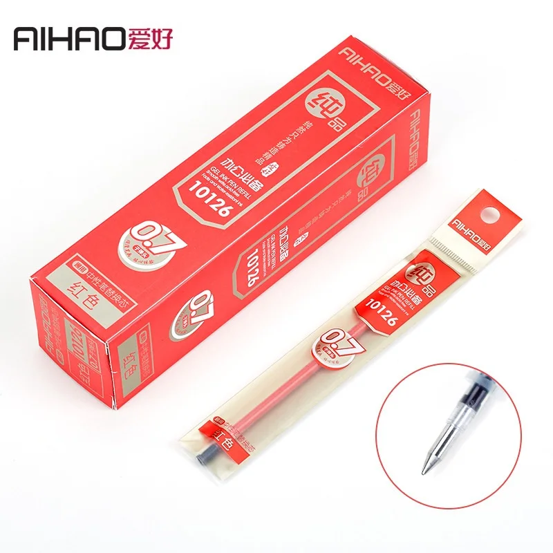 20Pcs AIHAO Brand 0.7mm Black Red Gel Pen Refills Bullet Point