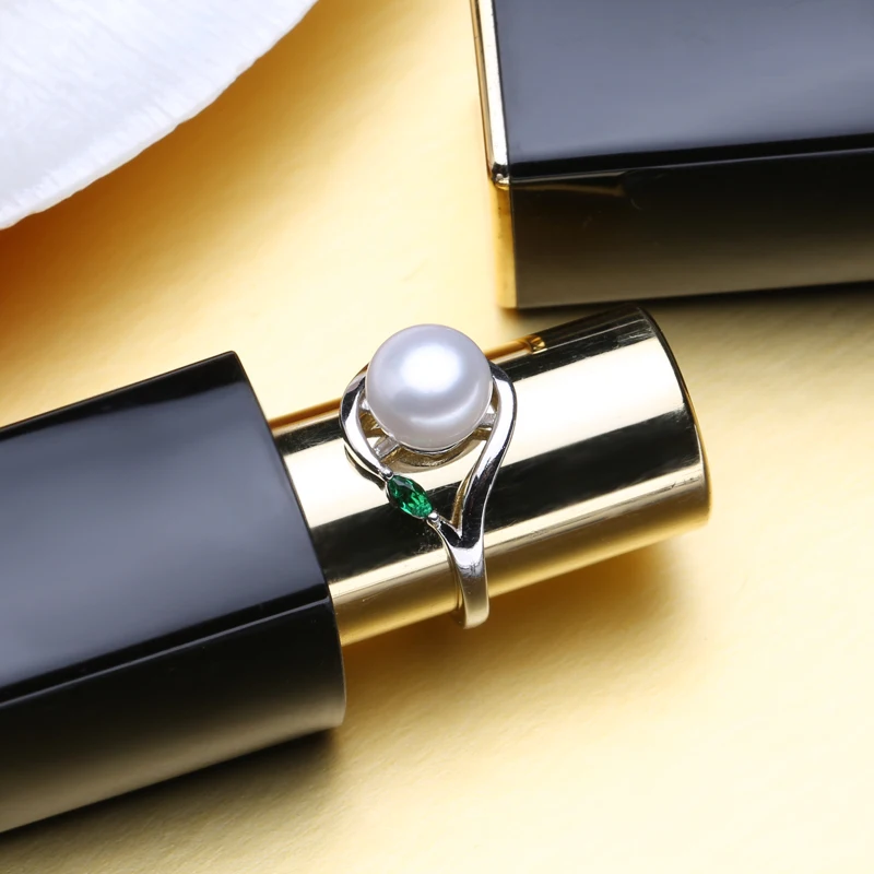 MITUO жемчужные свадебные милые Романтические кольца, жемчужные ювелирные изделия 925 серебро пресноводный изумруд кольцо для женщин подарок, шкатулка для ювелирных изделий