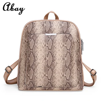 

2019 new ladies small backpack mini school backpack girl ladies artificial leather snake print travel bag anti-theft