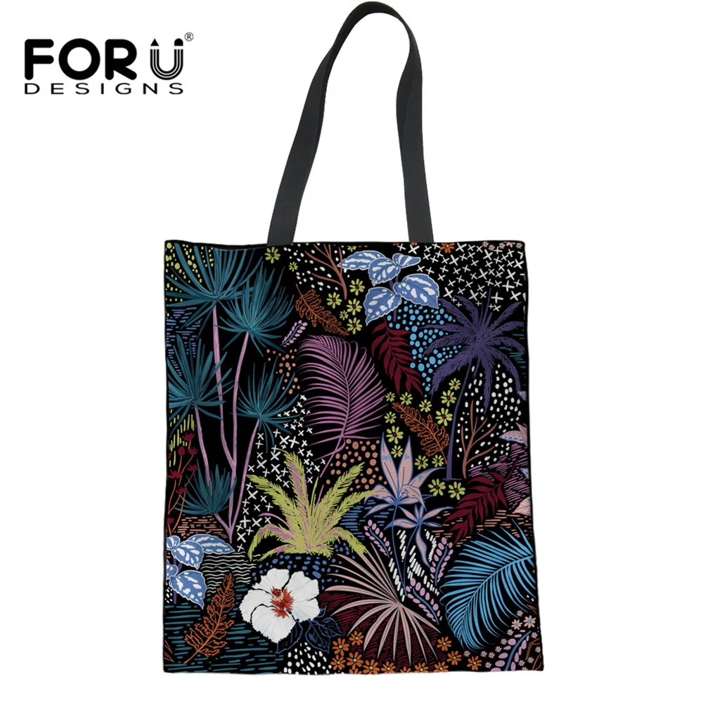

FORUDESIGNS Canvas Women's Shopper Bags 3D Rainforest Printed Multifunction Ladies Travel Handbags Shopping Bags for Girls Mom