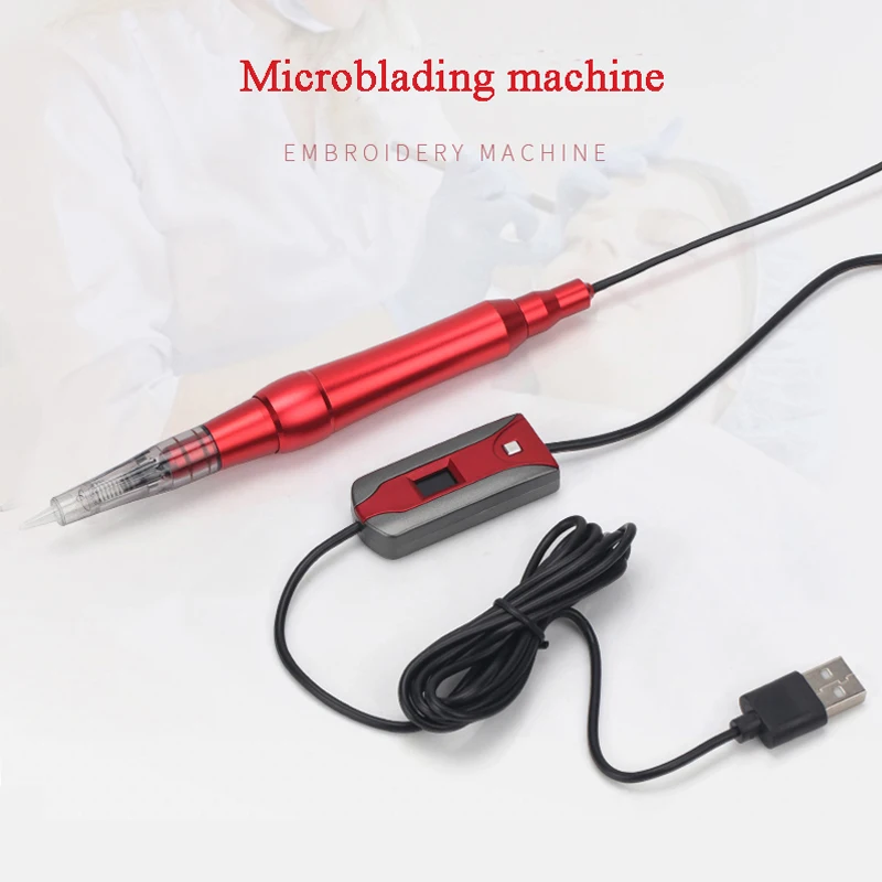 1pc Microblading Machine Pen with Needles Professional Digital Tattoo Gun Machine for Semi Permanen
