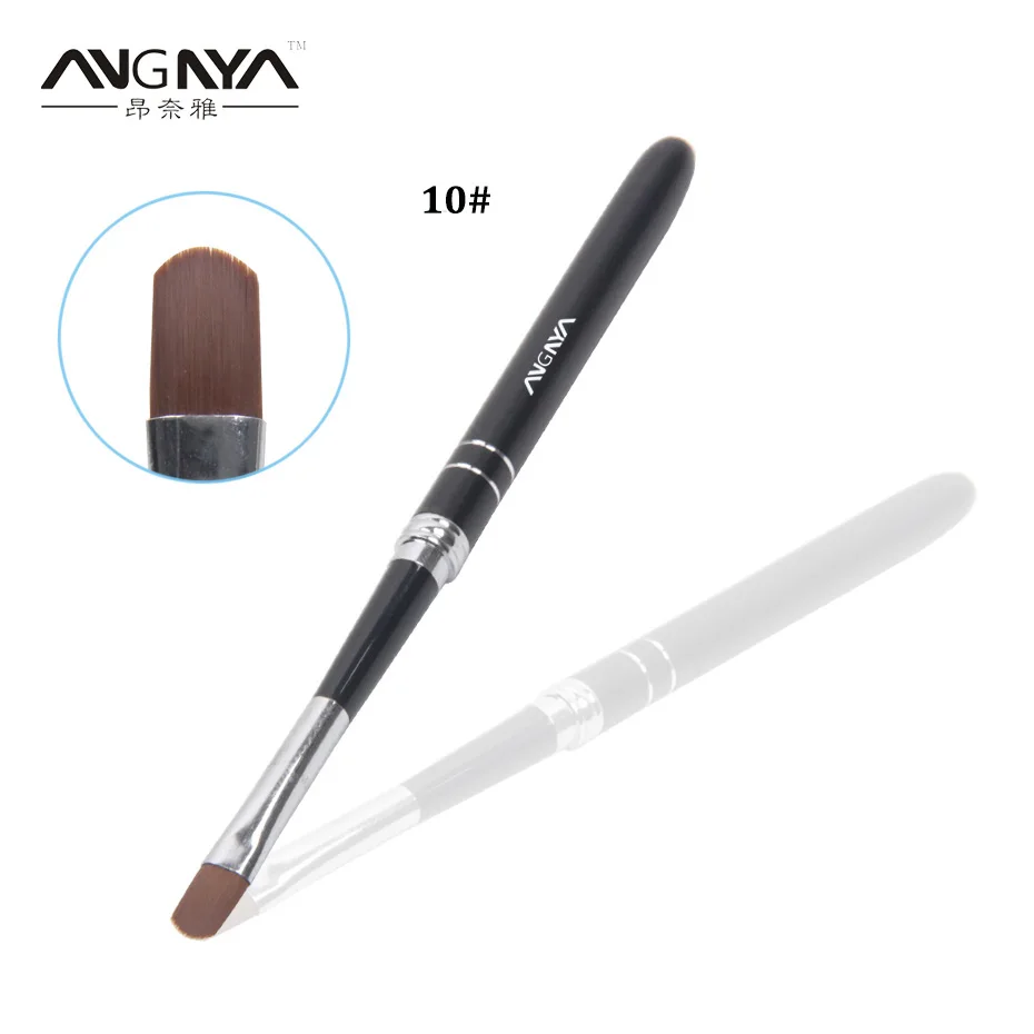 

ANGNYA 1PC Black UV Gel Nail Brush 10# Oval Nylon Hair Metal Handle Nail Art Design Builder DIY Nail Tools