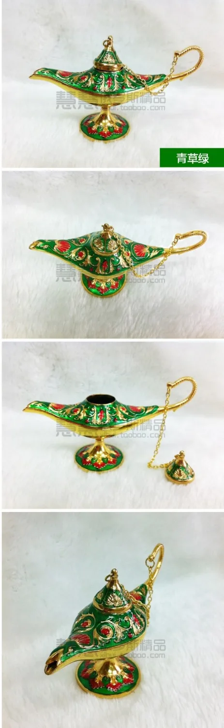

Size 22*12cm dark green flower Phnom Penh Beige non hollow 2PCS Russian tea Pot Al-addin Pakistan lamp Decoration Bronze Silver