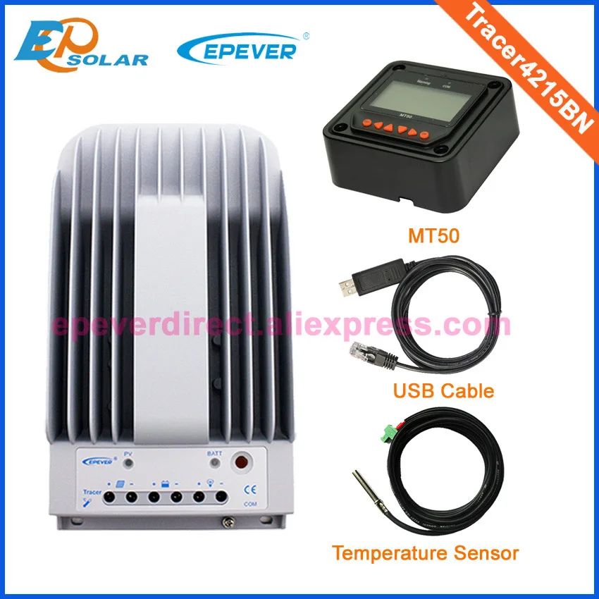 40A 40amp солнечный регулятор заряда аккумулятора Tracer4215BN с подключение к Wi-Fi функции и датчик температуры MT50 12 v 24 v - Цвет: MT50 USb and sensor