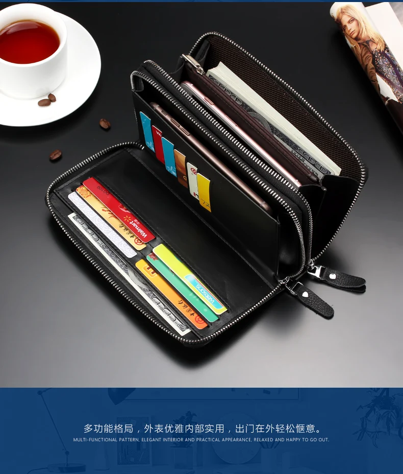 WEIXIER простой модный Длинный дизайнерский кошелек из натуральной кожи повседневный мужской бумажник для мобильного телефона Роскошный кошелек большой вместимости