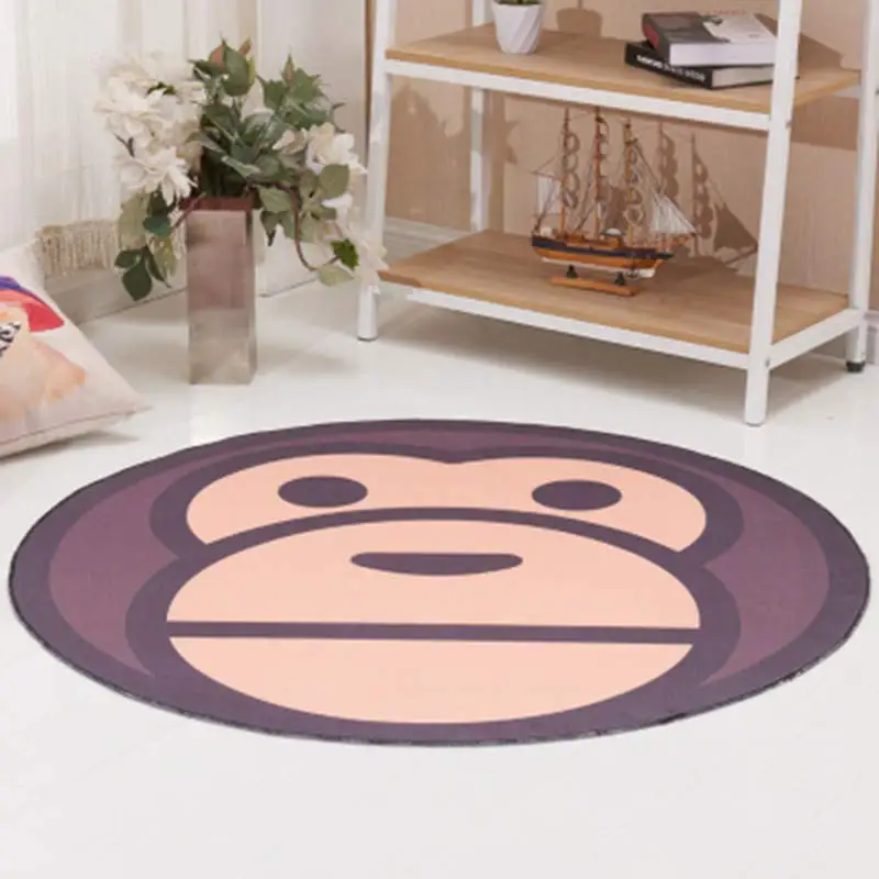 Милый декоративный круглый ковер из чистого полиэстера, Мягкий Нескользящий Коврик для йоги, спальни, ванной комнаты
