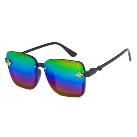 Квадратные детские солнцезащитные очки больших размеров, солнцезащитные очки знаменитостей для мальчиков и девочек, суперзвезда, роскошные брендовые дизайнерские женские очки UV400 - Цвет линз: Многоцветный