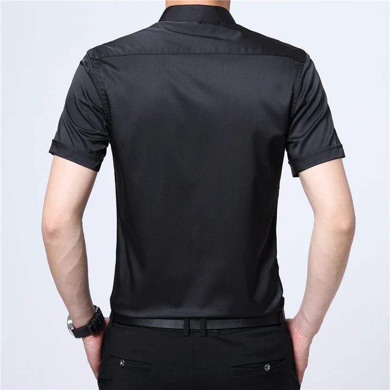COMLESS, новая летняя мужская рубашка с коротким рукавом, модный дизайн, высокое качество, одноцветные повседневные рубашки для мужчин, s одежда размера плюс 4XL