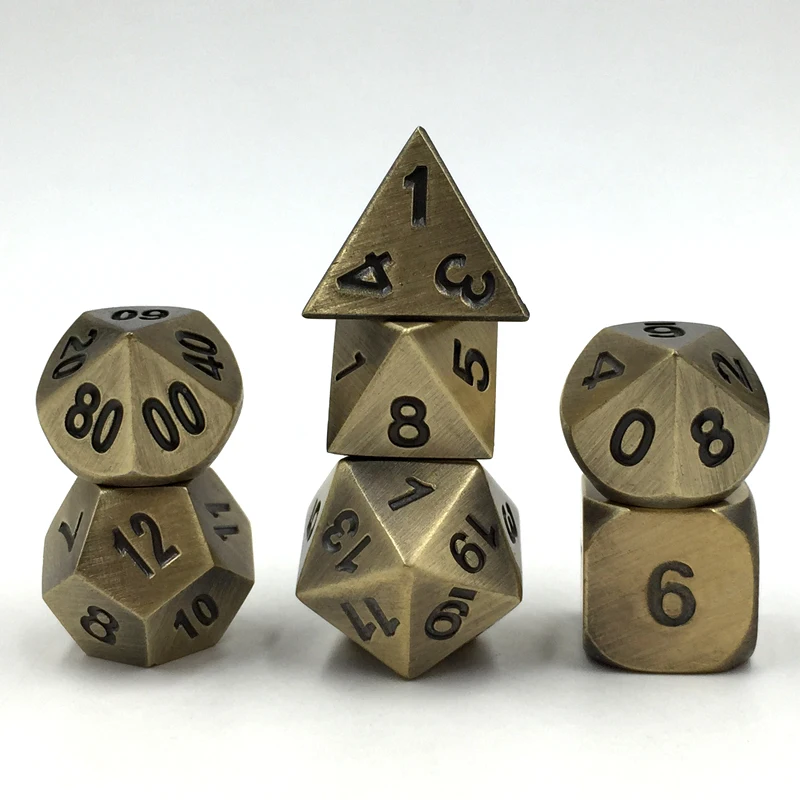 Build Your Own Dice Set Battle worn Bronze Metal Dice Dragons