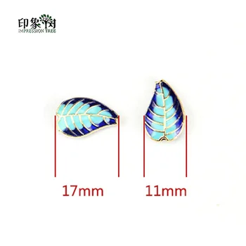 

5/10pcs/lot 17*11mm Blue Edge Gradient Leaves Banana Leaf Zinc Alloy Metal Enamel beads For DIY Jewelry Making Bracelets 863