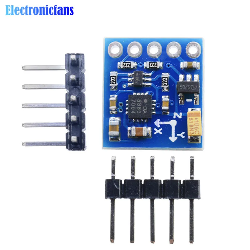 

GY-271 GY 271 HMC5883L I2C IIC Board Three 3 Triple Axis Magnetic Field Compass Magnetometer Sensor Module For Arduino 3V-5V